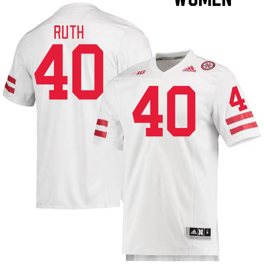 Women #40 Trevor Ruth Nebraska Cornhuskers College Football Jerseys Stitched Sale-White - Click Image to Close
